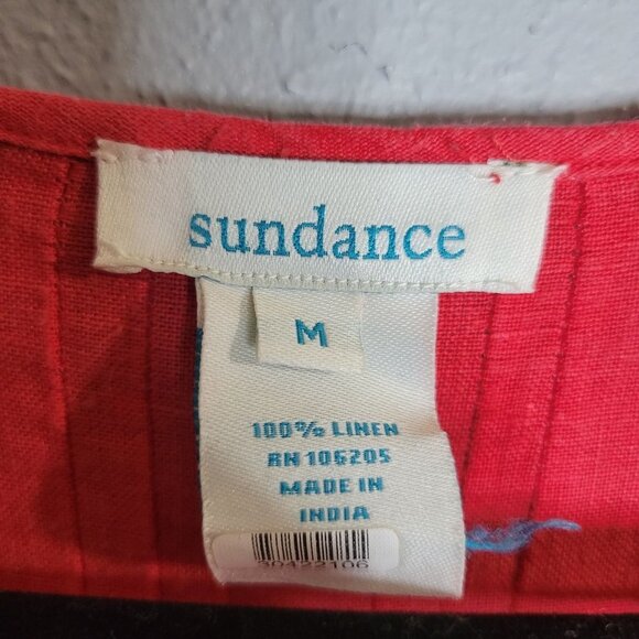 Sundance Women's Medium Linen Tunic V-neck Long Sleeve Pink - Picture 3 of 6